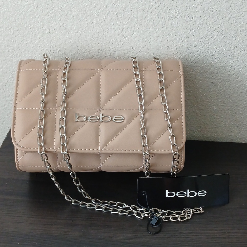 Bebe Beige Quilted Crossbody Bag